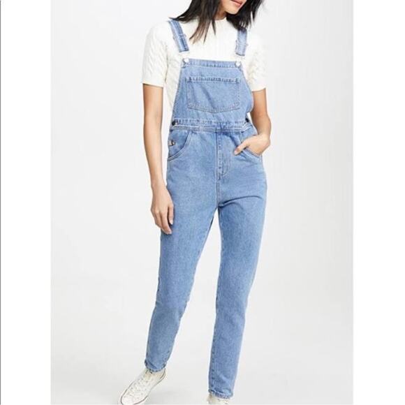 WeWoreWhat Basic Overalls Light Wash Denim M - Picture 1 of 11